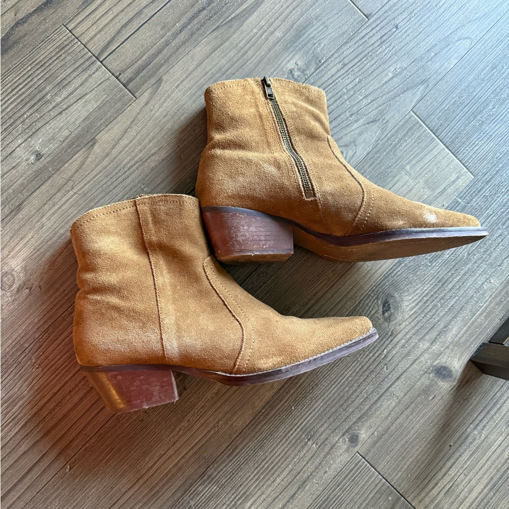 Mango Tan Suede Ankle Booties